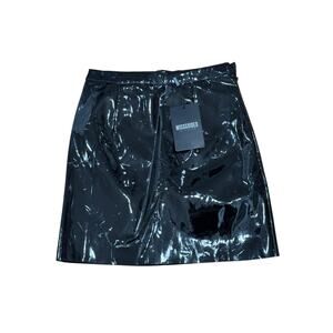 Black Patent Vegan Leather Skirt Indie Sleaze Glam Rock Sz 4